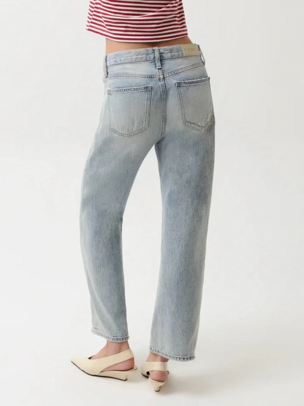 Pistola Lexi Mid Rise Bowed Straight Jeans in Bowie Light Wash Size 25 - Picture 10 of 12